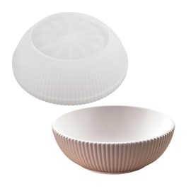 NINEXY Large Striped Storage Bowl Silicone Mold Succulent Flower Pot Planter Vase Plaster Mold Cement Clay Candle Vessel Casting Moulds (S)