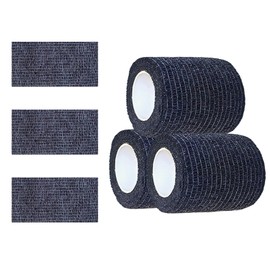 Kuanfine 3 Pack 3 Inches Self Adhesive Bandage Wrap Vet Wrap for Pets, Stretch Self Adherent Tape Cohesive Wrap for Athletic, Sports, Wrist and Ankle(Black)