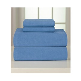 Pointehaven Heavy Weight Flannel Cotton Sheet Set, Twin, Blue