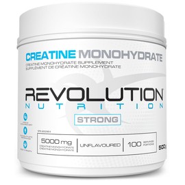 Revolution Nutrition Creatine Monohydrate 500g, Pure unflavoured, Increases Muscle Performance, Boosts Energy and Supports Recovery, 100 Servings