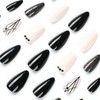 JUSTOTRY Pack of 24 Striped Stiletto Nails for Gluing Short,