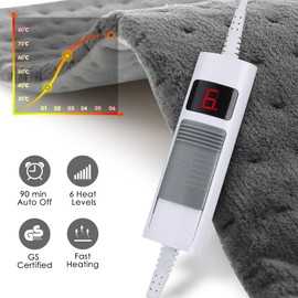 Heating Pad Electric Heat pad for Back Neck with Fast Heating Technology, 6 Heat Settings & Auto Shut Off, Machine Washable, 12"x24"