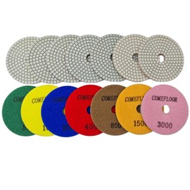 4 Inch Wet/Dry 7 Step Diamond Polishing Pads for Granite Marble Concrete, Grit 50-3000 Hook and Loop Stone Polishing Pads