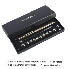 Jagowa Multifunction Magnetic Writing Pen, Fidget Pen, Decompression Metal Ballpoint Pen for Touch Screens, Stress relief Toy Pen for Adults/Kids, Gold