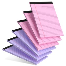 AILZFEI Pink Purple Small Legal Pad 5 x 8 College Ruled Color Legal Pads Paper Notepads 6 Pack Sturdy Back Writing Pads 5 x 8 Note Pads Perforated Narrow Ruled Pads of Paper