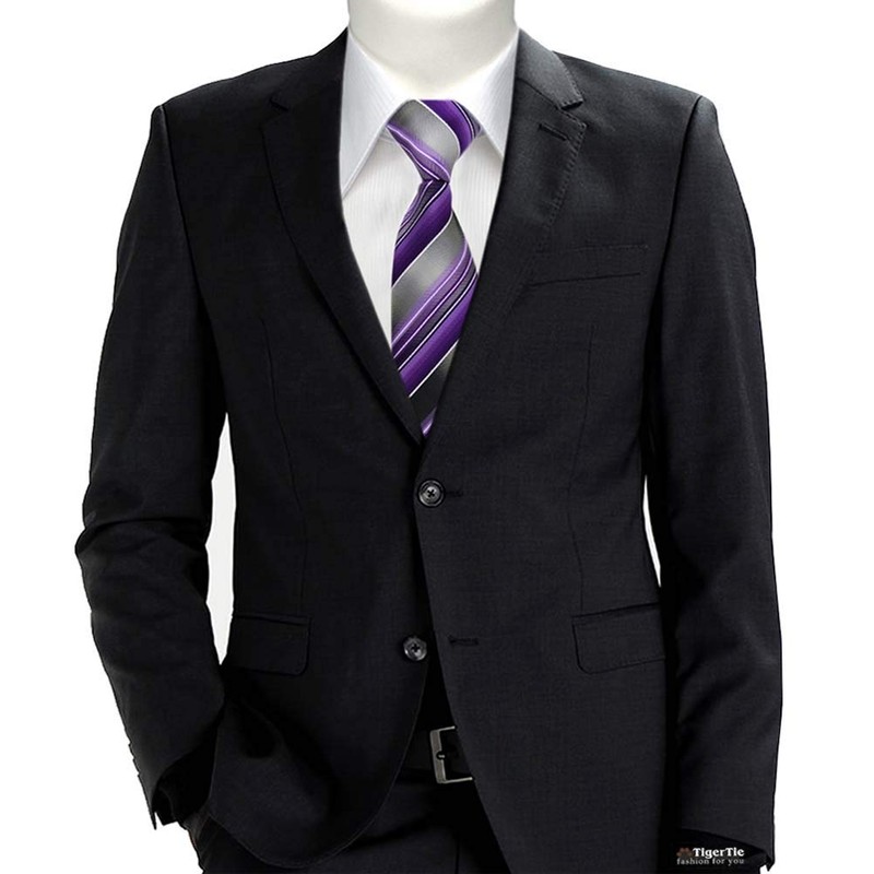TigerTie Children tie necktie in lila Lilac anthracite silver gray
