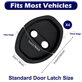 Car Door Latch Cover – 4PCS Universal Silicone Door Lock Protector, Noise Reduction, Shock Absorption, Dust & Rust, Self-Adhesive Door Lock Latch Protector Car Accessories for Most Vehicles (Black)