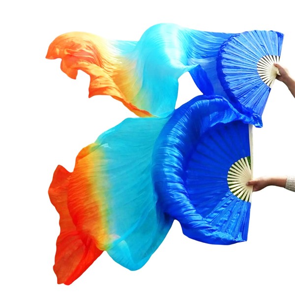 Hayaww 1 Pair of Fan Veils Belly Dance Long Compartments