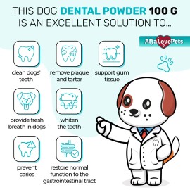 AlfaLovePets Probiotic Dental Powder for Dogs | Fresh Breath + Plaque Relief | 100g