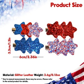 4th of july Hair Clips Red Blue White Star design Glitter Cheer Hairpins Barrettes for Girls Independence Day Hair Accessories 4pcs