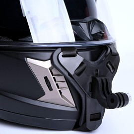 YEHOLDING Motorcycle Helmet Chin Mount with full face for Gopro and with Extra various flat and curved mounting scenarios for GoPro Insta360 DJI SJCAM APEMAN etc.