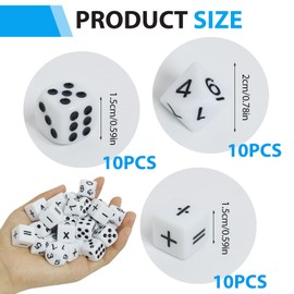 Set of 30 Standard Maths Dice, 16 mm Teaching Cube, Calculation Cube, Operation Cube, Number Cube, Point Dice, Set of 30, White, High Quality Learning Resources