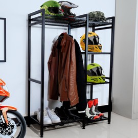 EROTASH Motorcycle Helmet Holder, Helmet Stand, Motorcycle Gear Storage Rack, Display Shelf for Accessories, Jacket, Gloves and Boots
