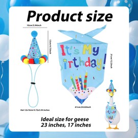 Lyreh Happy Birthday Porch Goose,Goose Costume Clothes Cute Hat & Scarf for 17"/ 23" Plastic Gooses Statue Duck Decorations