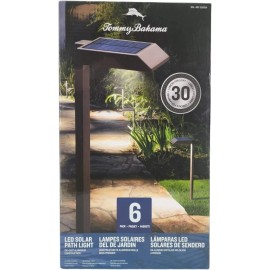 Tommy Bahama LED Solar Path Light, 6 Pack Die-Cast Aluminum 30 Lumen Waterproof