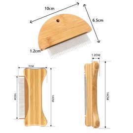 GisWell 2stk Schönheitskamm Entfernen, Flohkamm Hunde Kurzhaar mit Holzgriff,Haustier Pflegekamm, Effektiver Flohkamm für Haustiere, Entfernt Flöhe und Nissen