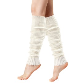 Loiyadn Leg Warmers - Leg Warmers for Women/Girls, Fashion Knit Neon Leg Warmers for Women 80s Sports Party Yoga Accessories, White