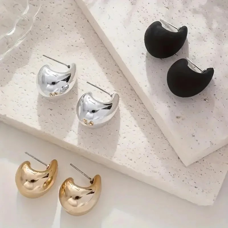 Set De 6 Aretes Pendientes Chunky Gota Europeos Combinados Multicolor