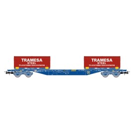 Electrotren HE6064 RENFE, MMC3 container flat wagon, loaded with 2 x 20' coil containers TRAMESA, blue livery, ep. VI 1:87 Scale HO Gauge