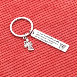 Religious Jewelry Bible Verse Keychain Baptism Jewelry Confirmation Gift - silver -