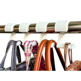 Clean Hang Hooks Closet Organizer Hooks (White, 4-Pack) - Designed for Hanging Purses, Handbags, Belts, Bags, Backpacks, Hats, and Accessories in Your Closet