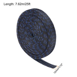 Rebower 25ft PET Expandable Wire Loom 1/2 Inch, PET Braided Wire Sleeving Cable Management Sleeve Tubing [for Audio Video Home Office Cord Protector]-Black Blue