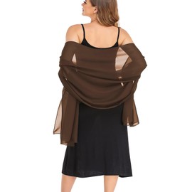 Pukguro Shawls and Wraps for Evening Dresses Sheer Chiffon Women Elegant Soft Silky Wraps Wedding Bridal Scarf Brown 79 * 26''