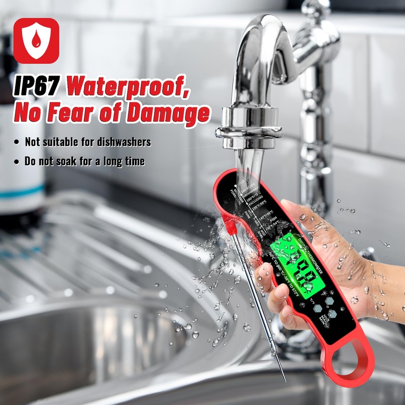 Meat Thermometer Digital, Instant Read Meat Thermometer with Backlight &