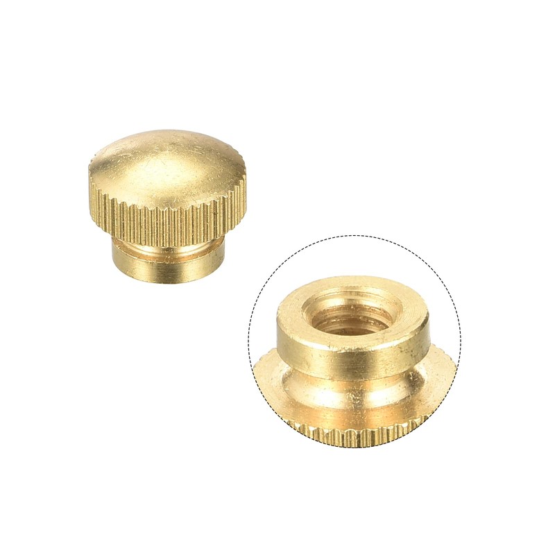 sourcing map Brass Knurled Thumb Nuts, M6x1mm Round Stepped Knobs