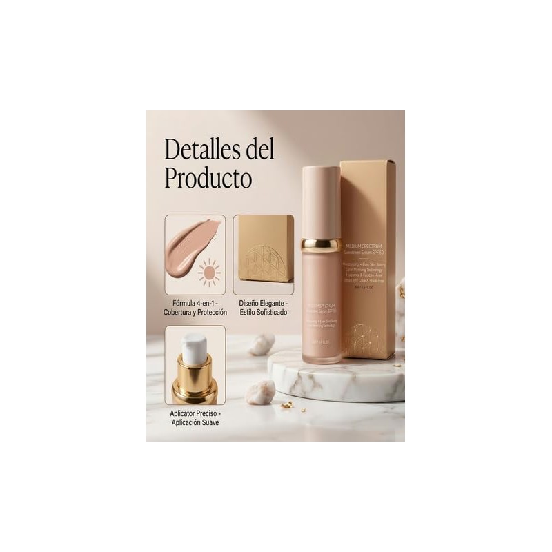 Biomimic Foundation 4 en 1, Base de Maquillaje Alta Cobertura