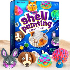 Dan&Darci Kids Sea Shell Painting Kit - Arts & Crafts Christmas Gifts for Boys and Girls - Craft Activities Kits - Creative Art Activity Gift Toys for Age 6, 7, 8, 9, 10, 11 & 12 Year Old 8-12