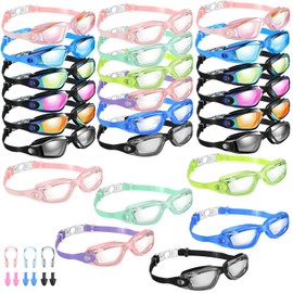 Konohan 24 Pack Swim Goggles, Anti Fog Swimming Equipment with Protection Polarized Women Men Swimming Goggles No Leaking Full Protection Sport Swimming Goggles with Wide View for Adult Youth