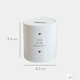 Odernichtoderdoch Money Box "Future" Ceramic Money Box with Slot and Rubber Stopper, Wedding, Wedding Gift, Honeymoon, Money Gift