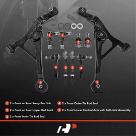 A-Premium 10Pcs Suspension Kit, Front Lower Control Arm Inner Outer Tie Rod End & Front Rear Sway Bar Link Upper Ball Joint, Compatible with Chrysler Sebring, Cirrus, Dodge Stratus, Plymouth Breeze
