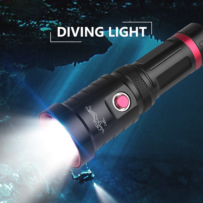 XHP70 Fixedfocus Strong Brightness Waterproof Flashlight Amphibious Diving Torch