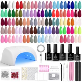 Beetles Gel Nail Polish Kit with U V Light - 55 Colors Enchantment Gel Polish 80 Pcs Nail Kits with Base & Glossy Top Coat Soak Off DIY Salon Beginner-friendly Nails Stuff Gifts for Women Girls