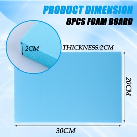 WOPPLXY 8 PCS Foam Boards, 30x20x2CM High Density Modeling Foam, Hobby DIY Bricks Foam Blue Blocks for Modeling, Sculpture,Crafting