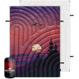 hotkoko Outdoor Camping Blanket,Warm Thick Camp Blankets with Sherpa Lining Soft Fleece Camping Blanket Puffy Camping Quilt for Cold Weather Traveling, Stadium, Hiking, Picnics