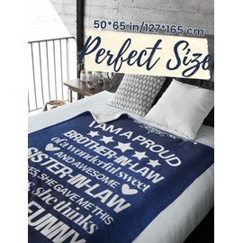 Huglanket Brother in Law Gifts, Funny Flannel Blanket Throws for Brother-in-Law Adult from Brother, Sister in Law, Perfect for Birthday, Christmas (50"x 65") - I'm a Proud Brother-in-Law