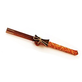 thebigmango.co.uk Wooden Round Black Chopsticks Set with Matching Rest and Case Natural