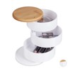 Relaxdays Makeup Organizer Round 3 Rotating Layers Cosmetic Jewelry Bamboo