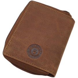 Small Buffalo Full Leather Women's Wallet with RFID & NFC Protection in Cognac