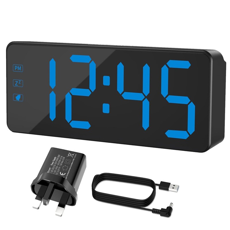 KWANWA Digital Alarm Clock with Large LED Display - Adjustable