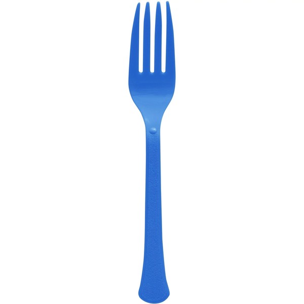 Amscan 8010.105 Amscan Party Supplies Premium Premium Heavy Weight Plastic Forks, Bright Royal Blue, 9.7 x 10.3, 48ct, Bright Royal Blue