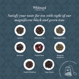 Whittard of Chelsea - Tea Discoveries Gift Set | Collection of Black & Green Teas | Suitable for Vegans & Vegetarians | - 8 Flavours x 5 Teabags each