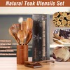 Mooues 9 Piece Natural Teak Wooden Kitchen Utensil Set with