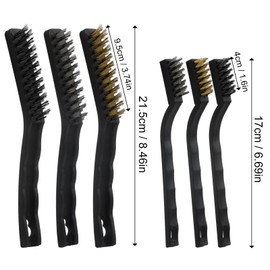 Set of 6 Wire Brushes Hand Wire Brush Set Metal Brush Scratch Brush Set Wire Brushes Made of Stainless Steel Brass and Nylon for Cleaning Welding Slag Rust