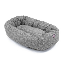 Majestic Pet 40 Inch Bagel Calming Dog Bed Washable – Cozy Soft Round Dog Bed with Spine Support for Dogs to Rest Their Head - Fluffy Donut Dog Bed 40x29x9 (Inch) - Round Pet Bed Large – Lt. Black