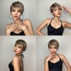 YuanYouTong Short Pixie Cut Wigs for Women Blonde Wig with