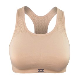 Zensah Seamless Sports Bra for Women - Racerback, Impact, Running Support Bras Beige